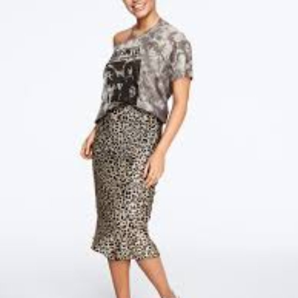 Satin Midi leopard print skirt